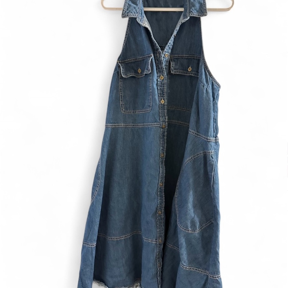 Anthropologie Pilcro Halter Swing Denim Dress